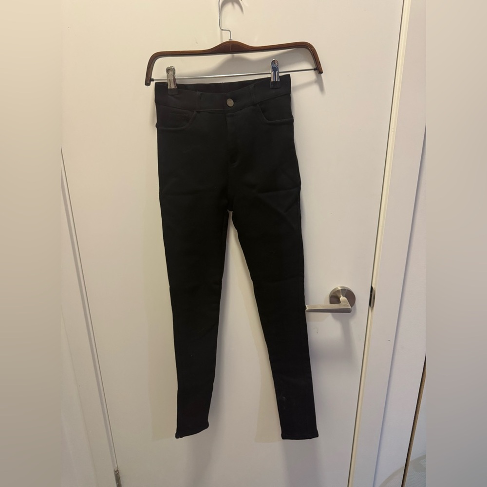 Fur lined Black High-Waisted Skinny Pants